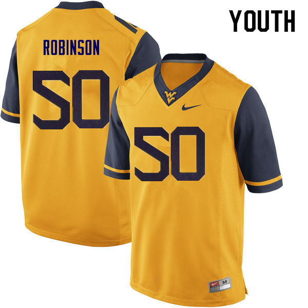 NCAA Youth Jabril Robinson West Virginia Mountaineers Yellow #50 Nike Stitched Football College Authentic Jersey TS23B13MN